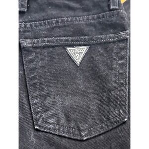 Vintage 90s Guess Jeans Womens Size 32 High Waisted Black Denim Straight Leg Y2K
